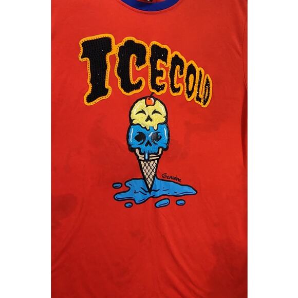 Genuine Authentic Garments Ice-cold Ice Cream Skull Embroidered Designer T-Shirt - Picture 3 of 7